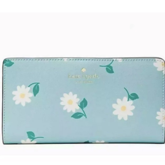 Kate Spade Dana Tote Bag Daisies Daisy Aphrodite Green & bifold wallet set NWT - Picture 8 of 11